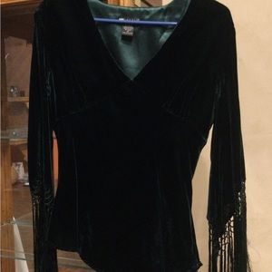 Dark green velveteen top with side zip